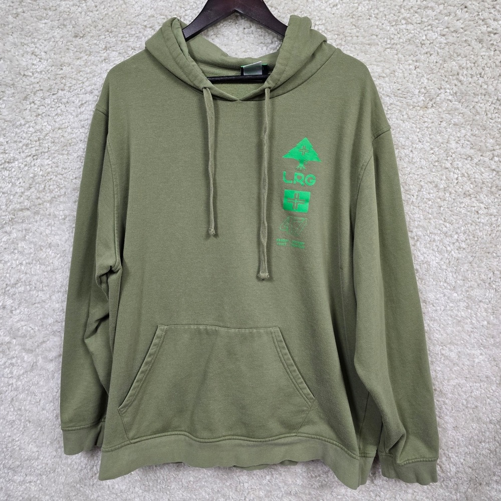 LRG‎ Lifted Research Group Hoodie Mens XL Green Graphic Pullover Streetwear